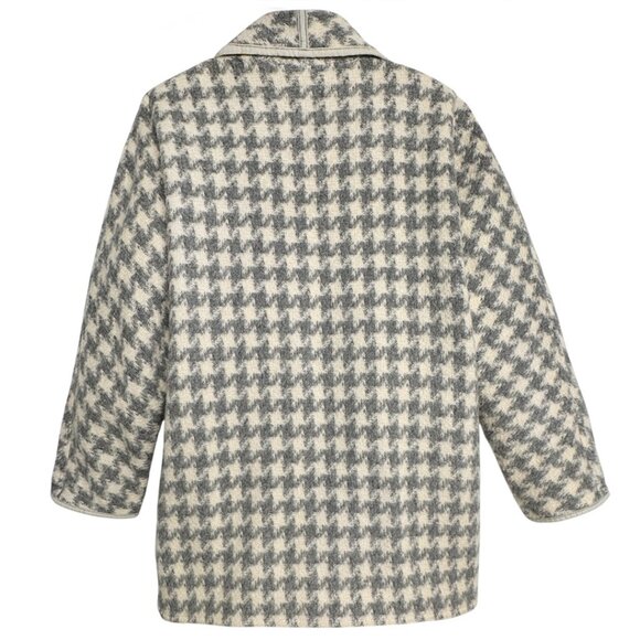 VNT WEILL PARIS HOUNDSTOOTH 100% WOOL COAT GRAY DOLMAN SLEEVE CHIC LARGE/XL - Picture 3 of 11